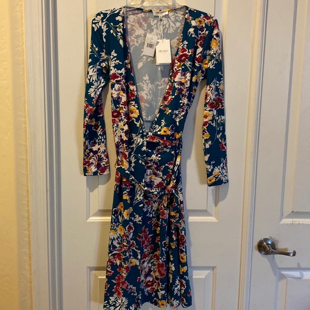 NWT Prospect The Label MIDI wrap dress long  sleeve sz XS